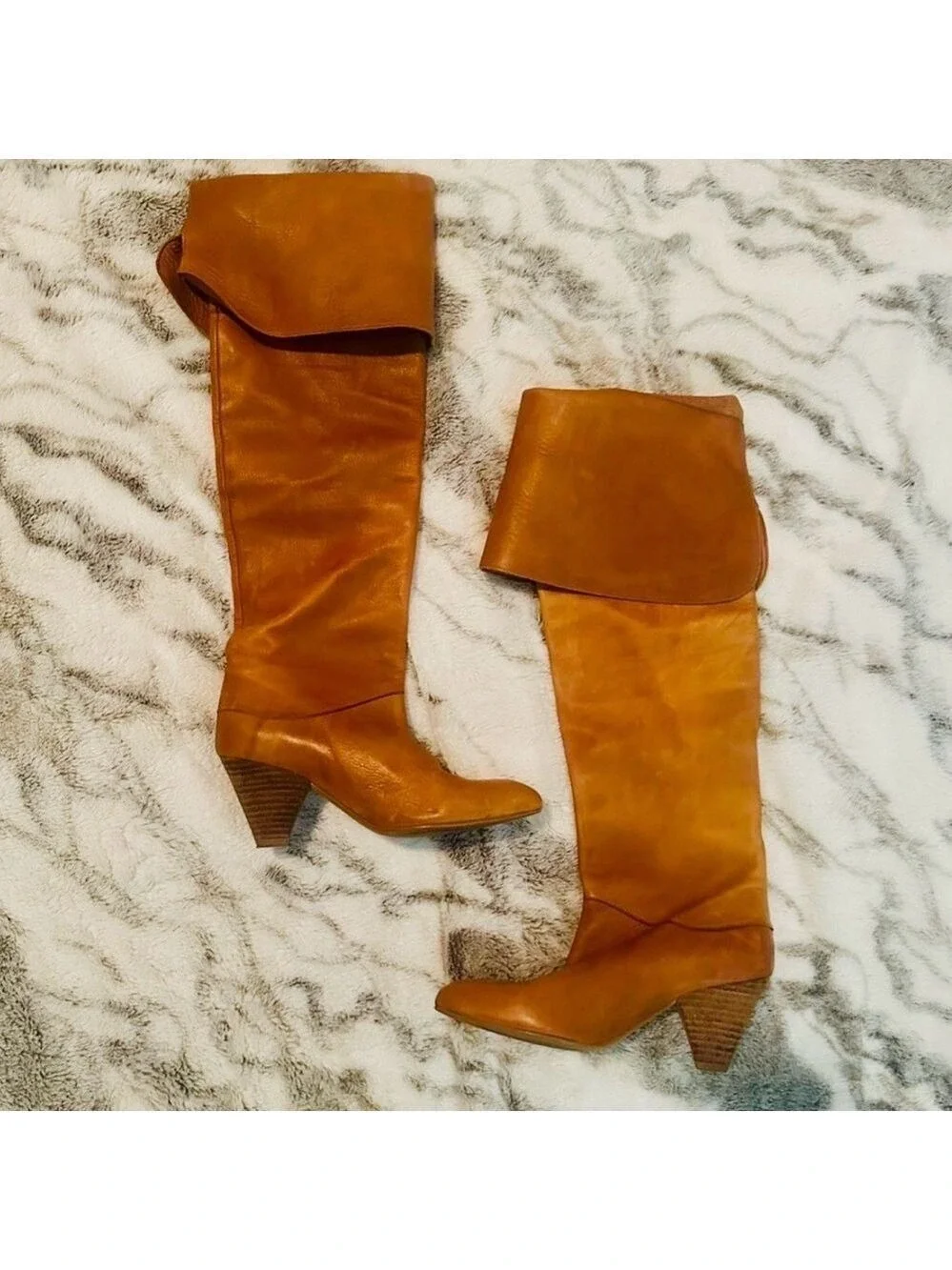 Free People Tan leather vintage over the knee boots size 37